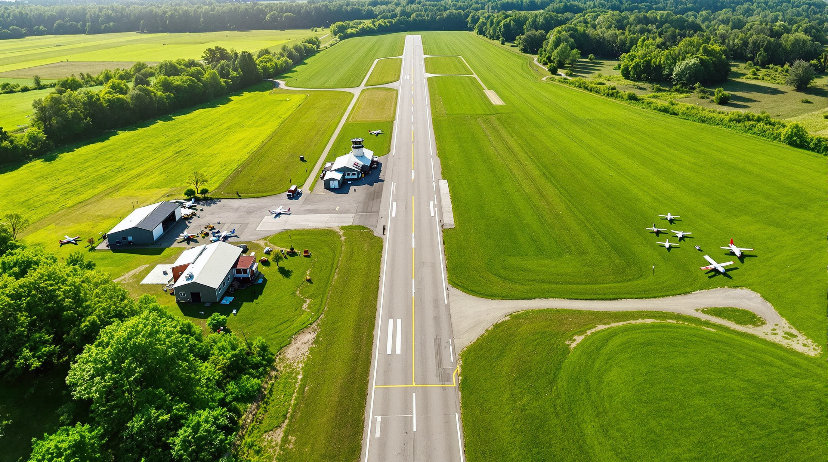 Aerial view of Pepperell Airport facilities