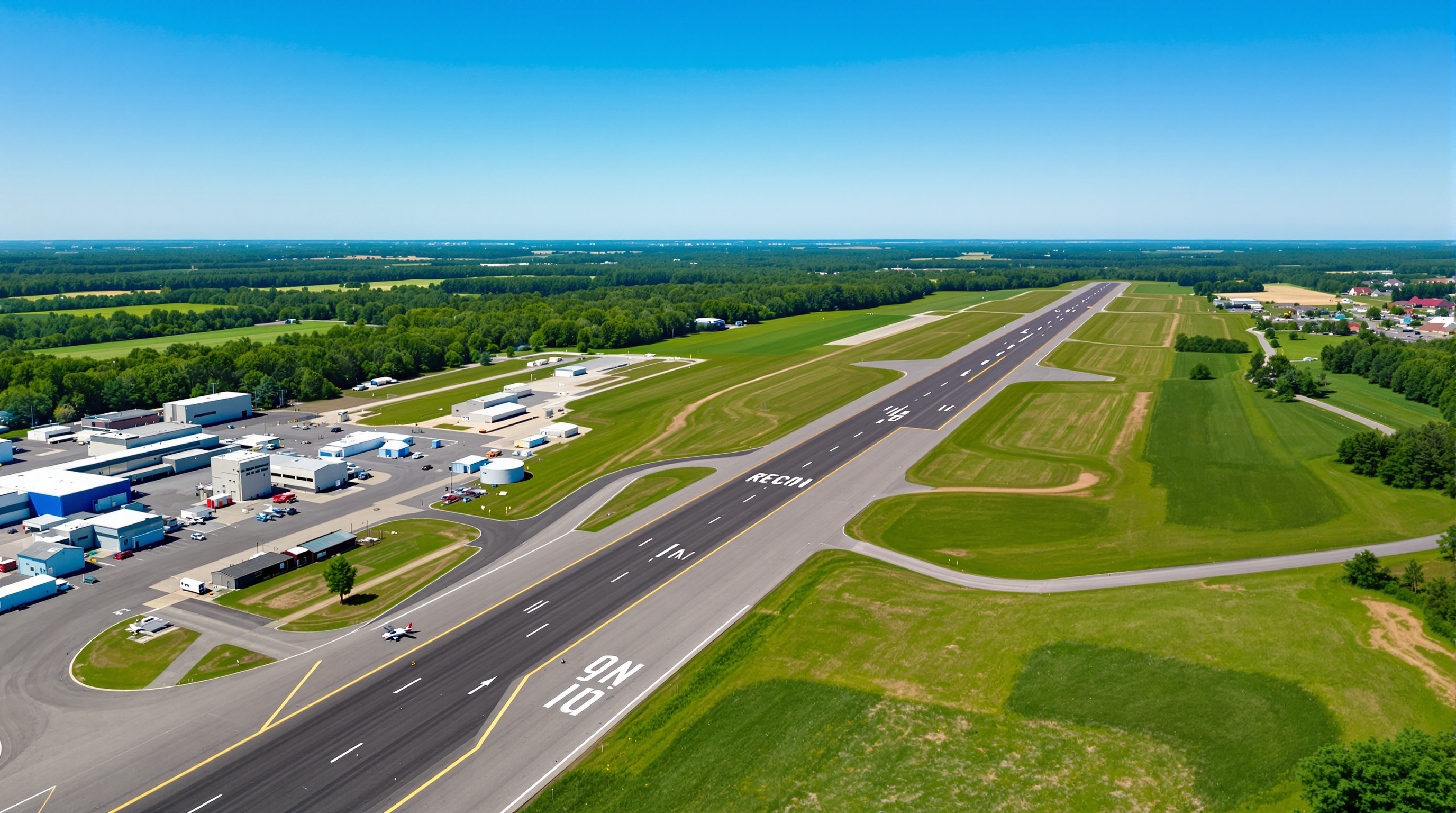 Aerial view of Pepperell Airport runway and facilities